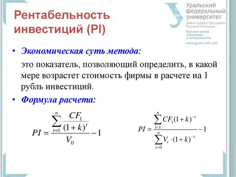 Расчет рентабельности по формуле