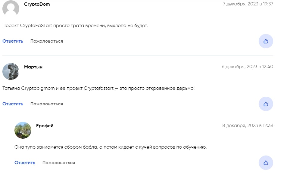 Выводы о проекте CryptoFastart 
